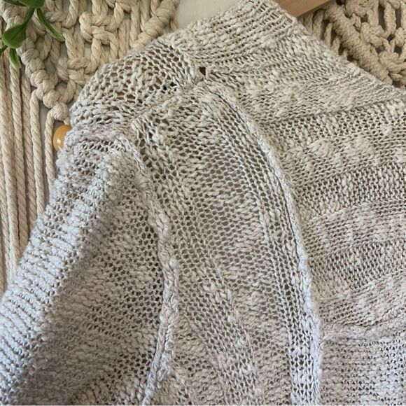 FREE PEOPLE Free Spirit Long Knit Cardigan Sweater Cream Tan Medium - Picture 10 of 12